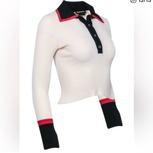 Alice + Olivia 💕 Cream and Black Sweater 💕 Contrast Collar 💕 EUC